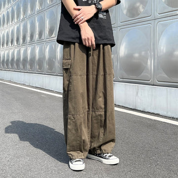 Aidase  Casual Pants Men Loose Cargo Trousers Elastic Waist Oversize M-3XL Joggers Safari Style Harajuku Vintage Spring Daily Teens Chic aidase-shop